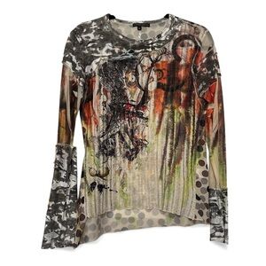 Alberto Makali Multicolor Artistic Long Sleeve Top Y2K Abstract M